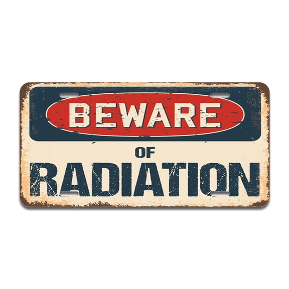 Beware of Radiation Aluminum License Plate| License Plate 12" X 6" Fits Any Car, Truck, SUV, RV, or Trailer | Made in The USA