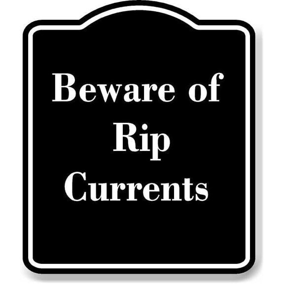 Beware of Rip Currents BLACK Aluminium Composite Sign 8.5''x10''