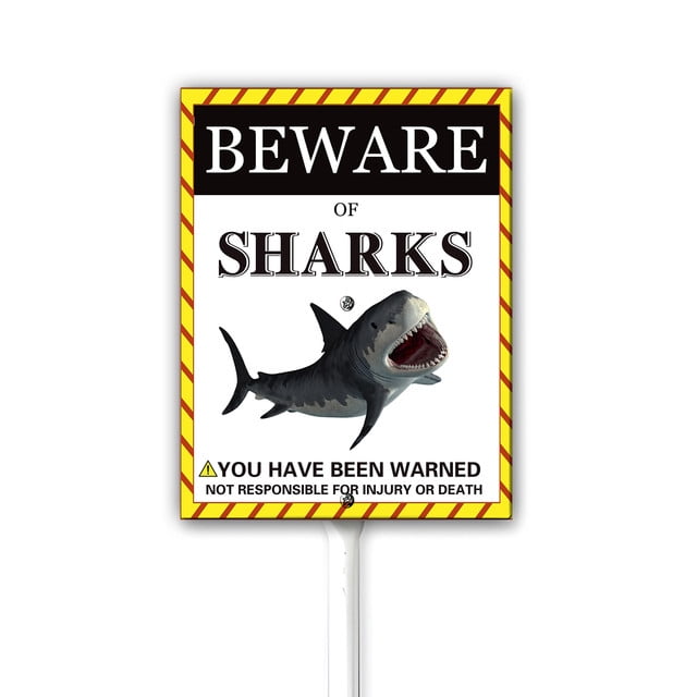 Beware of Sharks Animals Warning Sign for Garden Lawn Decor Funny Yard ...