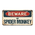 thumbnail image 1 of Beware of Spider Monkey Aluminum License Plate, 1 of 1