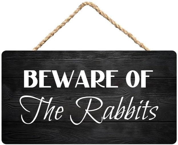 Beware of The Rabbits Wooden Hanging Sign, Funny Home Door Decor for ...