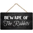 Beware of The Rabbits Wooden Hanging Sign, Funny Home Door Decor for ...