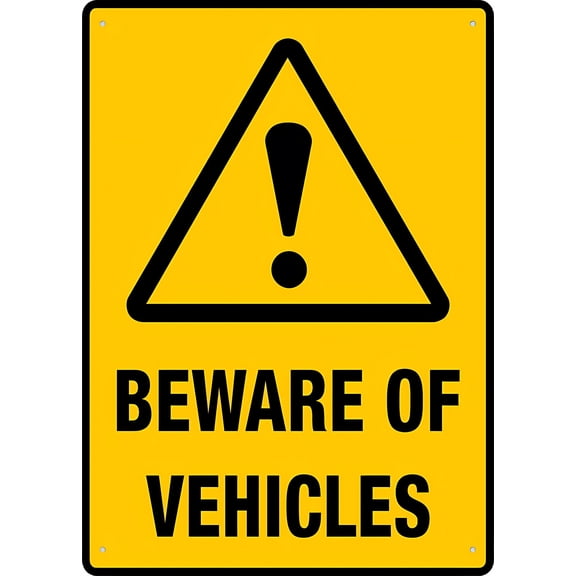 Beware of Vehicles 8"x12" Warning Metal Sign, Vintage Wall Decor, Home Farm Bar Coffee Shop Club Decoration, Traffic Sign