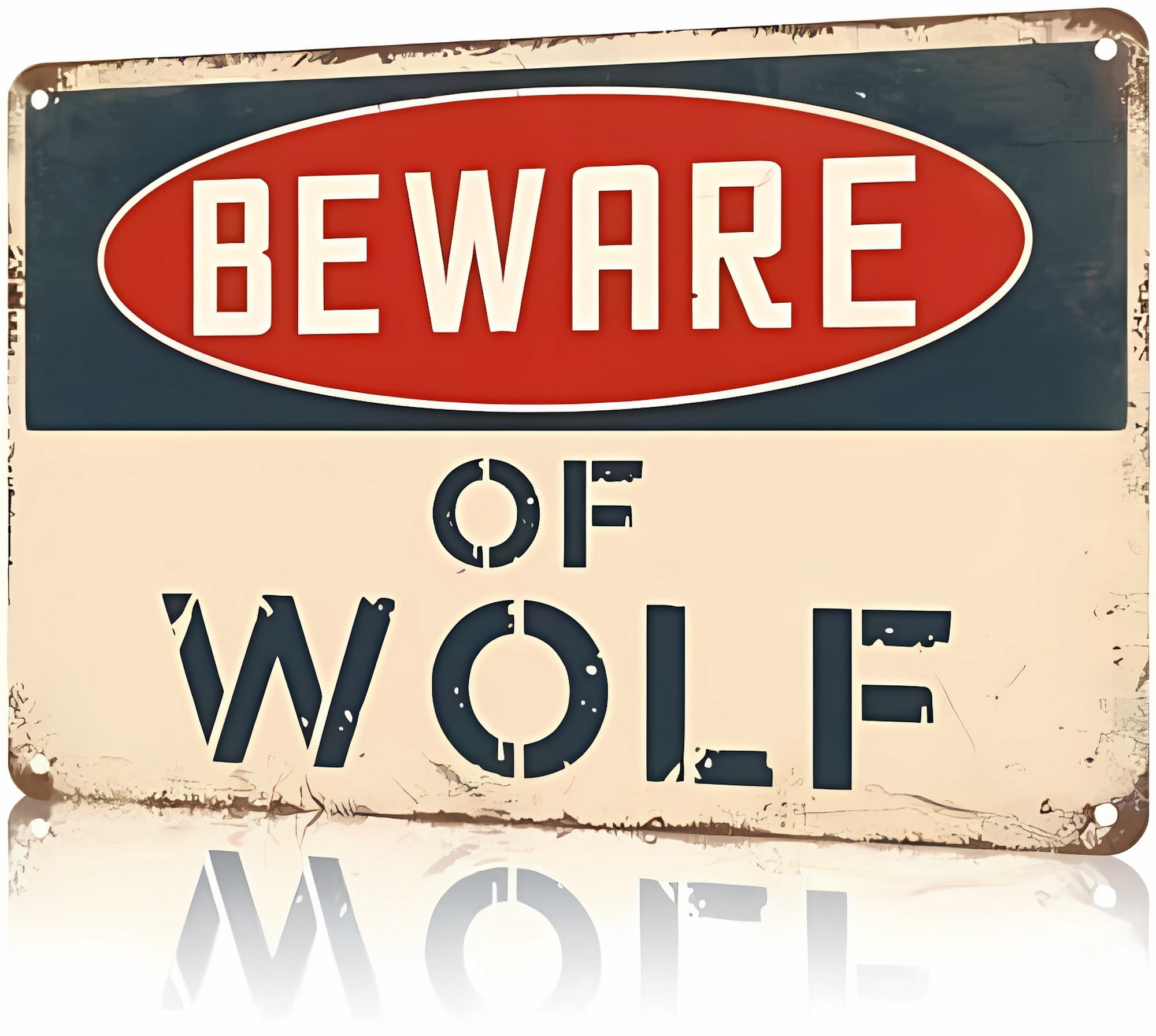 Beware of Wolf Vintage Metal Sign - 12×8 Inches, Home Decor, Living ...