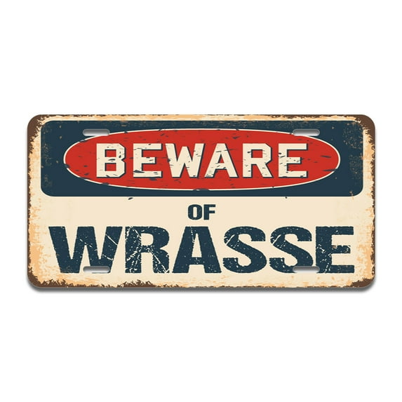 Beware of Wrasse Aluminum License Plate| License Plate 12" X 6" Fits Any Car, Truck, SUV, RV, or Trailer | Made in The USA
