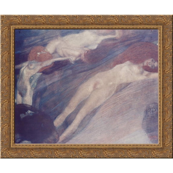 Bewegte Wasser 24x20 Gold Ornate Wood Framed Canvas Art by Gustav Klimt