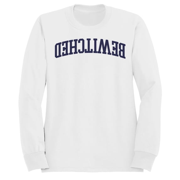 Bewitched Arched Gothic Typography Men's White Sweatshirt