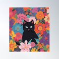 thumbnail image 1 of Bewitching Blooms, Black Cat In A Vibrant Garden Poster Wall Art, Modern Wall Decor For Living Room Bedroom, 16x24 UNFRAMED, 1 of 3