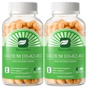 Beworths 4-in-1 Calcium Supplement - 600mg Calcium with Vitamin D3, K2 & B12 - Bone, Heart & Immune Support - 240 Capsules for Men and Women