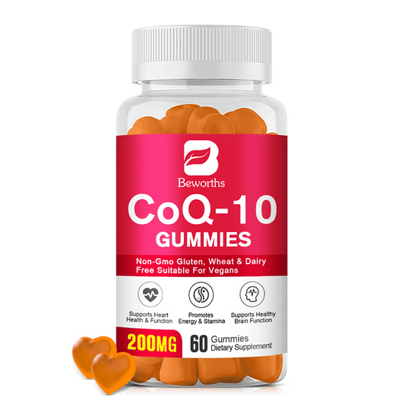 Beworths CoQ10 Gummies Supplement 200mg, Support Promotes Cardiovascular Heart Health Vegan, 60Count