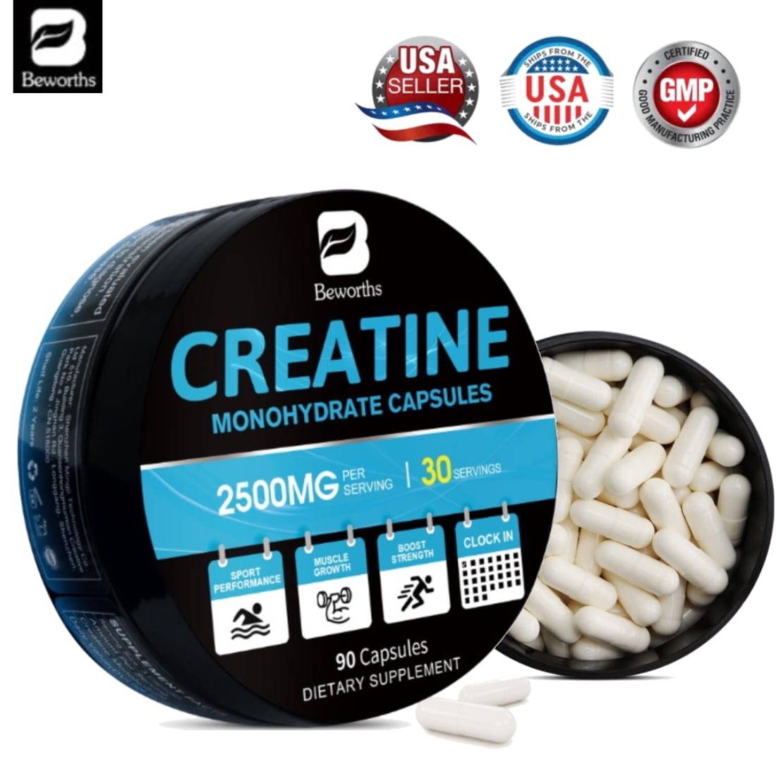 Beworths Creatine Monohydrate Capsules Creatine Pill Muscle Growth