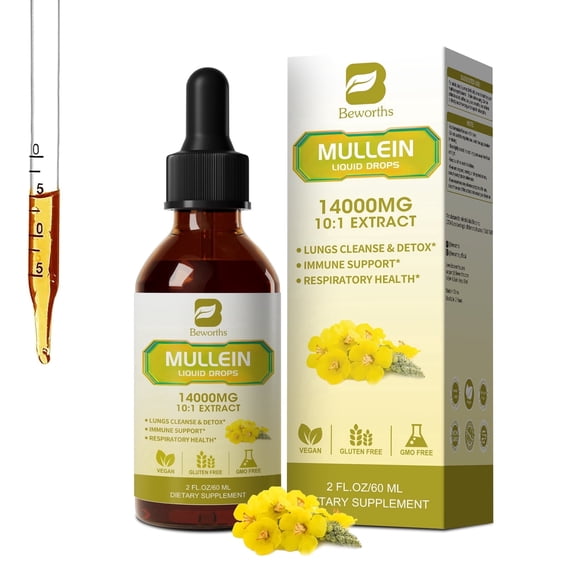 Mullein Leaf Liquid Drops 10:1 High Absorption Formula for Respiratory & Immune Support, 4 fl oz