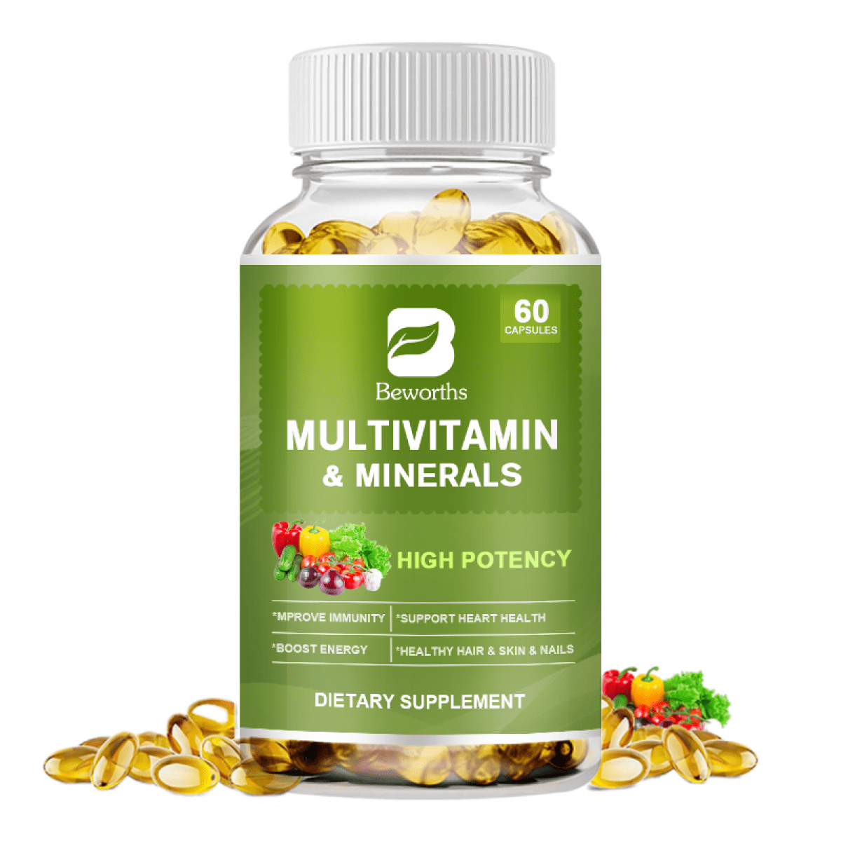 Beworths Multivitamin & Minerals Capsules with Iron, Methylfolate, Zinc