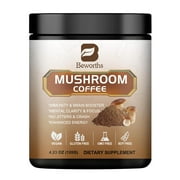 Beworths Mushroom Coffee - Multiple Mushroom Extract Powder for Energy - Add to Coffee/Tea/Smoothies - 4.23 Oz(120g)