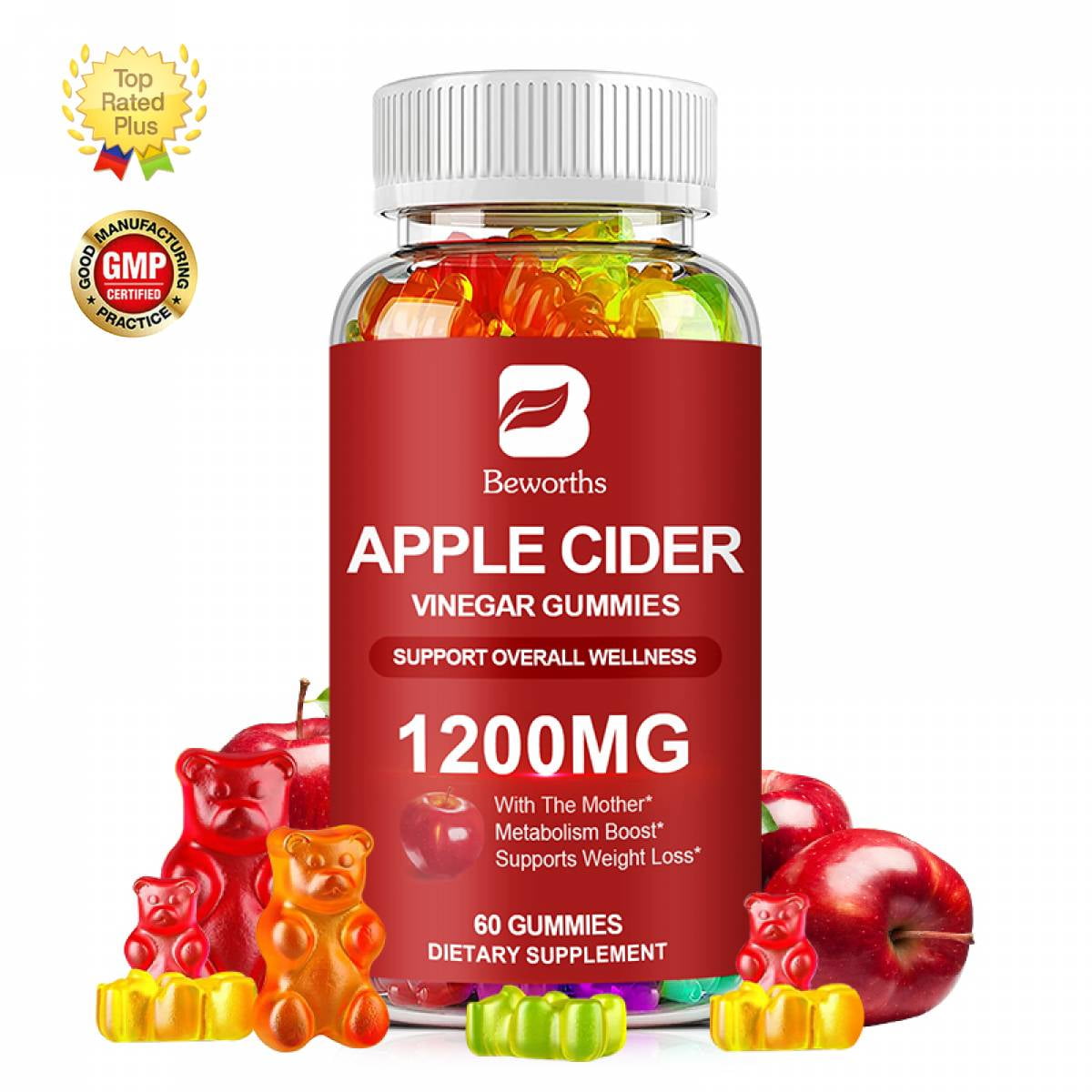 Beworths Slimming Apple Cider Vinegar Gummies Reduce Anxiety Boost