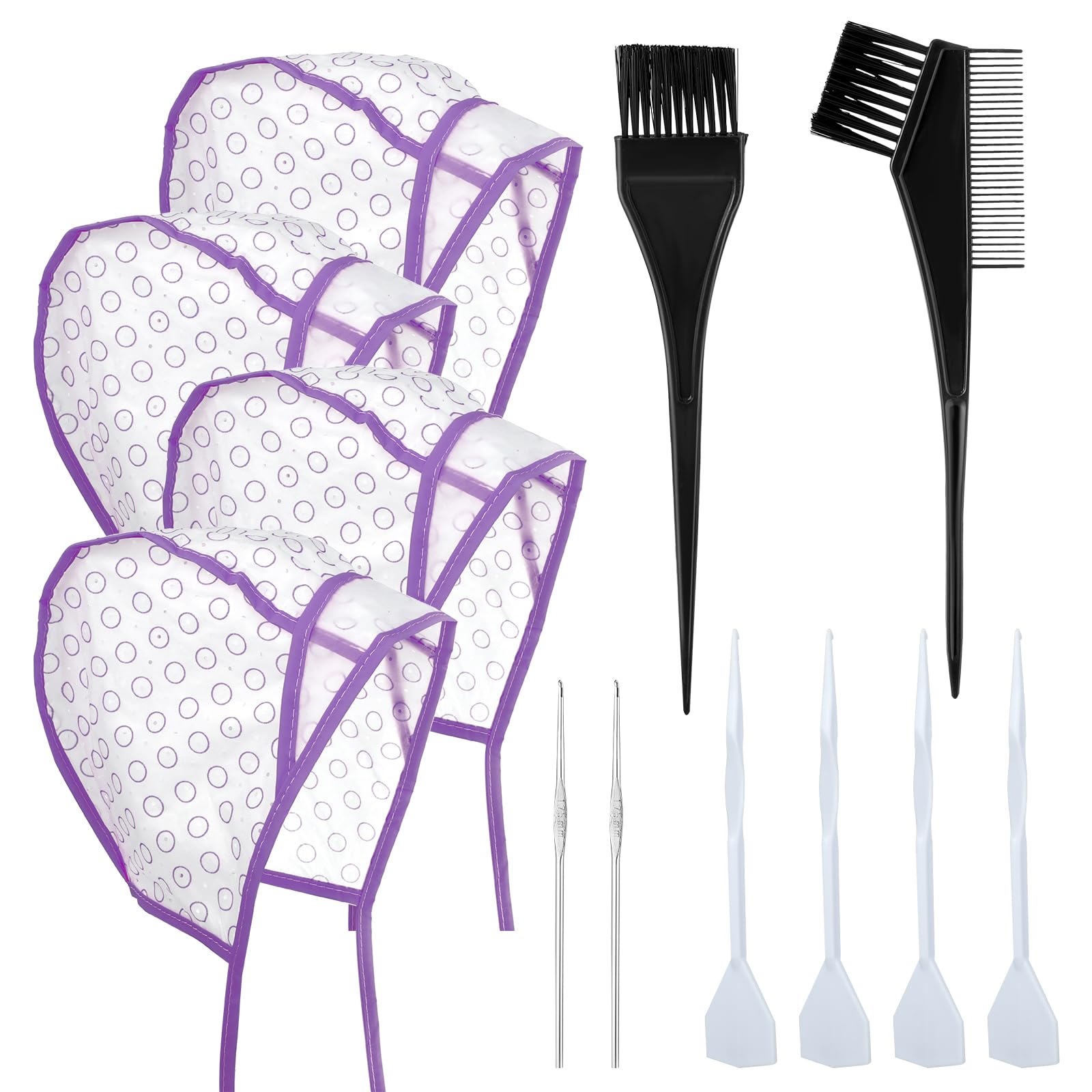 Bewudy 12 Pcs 4 Sets of Highlight Cap with Hooks, Hair Highlighting