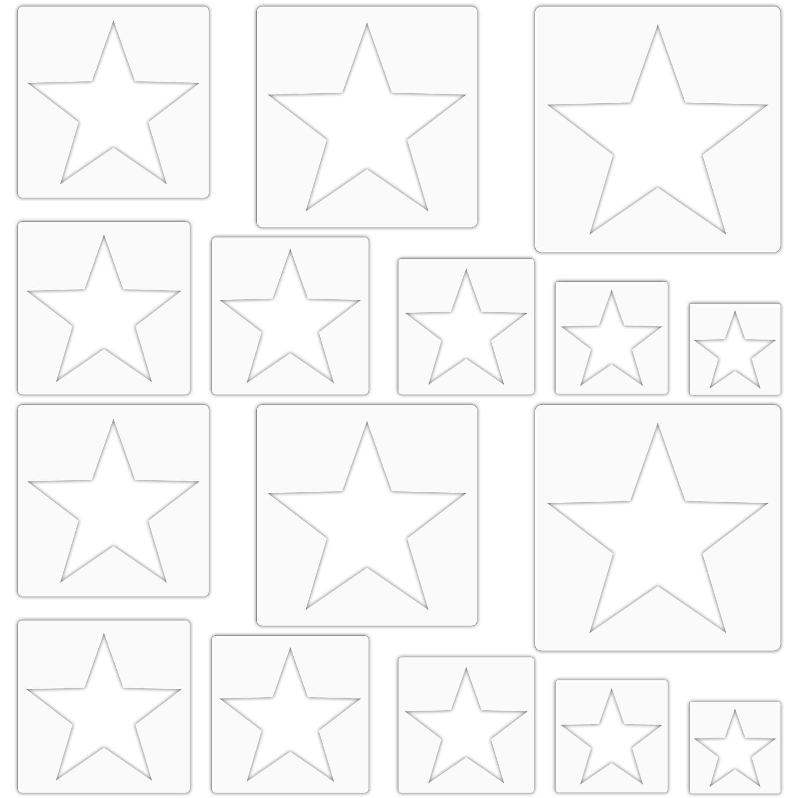 Bewudy 16 PCS Large Star Stencils, Star Stencils Different Sizes