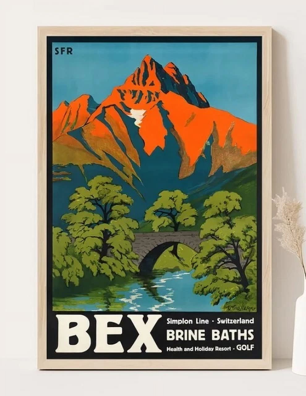 Bex Brine Baths Simplon Line Switzerland Vintage Poster NO FRAMED