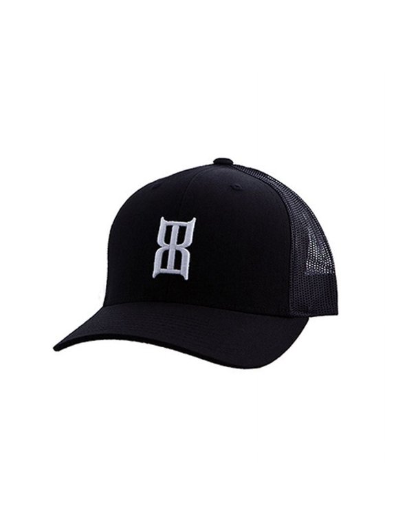 Hat Mens Mesh Fitted Logo Stitching Baseball Cap OSFA Black BSH