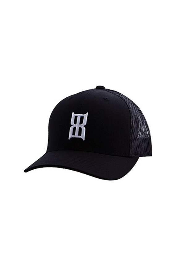 Hat Mens Mesh Fitted Logo Stitching Baseball Cap OSFA Black BSH