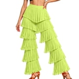 Bexdxz Fringe Dance Pants for Women Tiered Fringe Flared Latin Dance ...