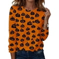 thumbnail image 1 of Bexdxz Halloween Long Sleeve Shirts for Women Plus Size Halloween Costumes Woman Funny Pumpkin Crewneck Tops Casual Outfits Black L, 1 of 5