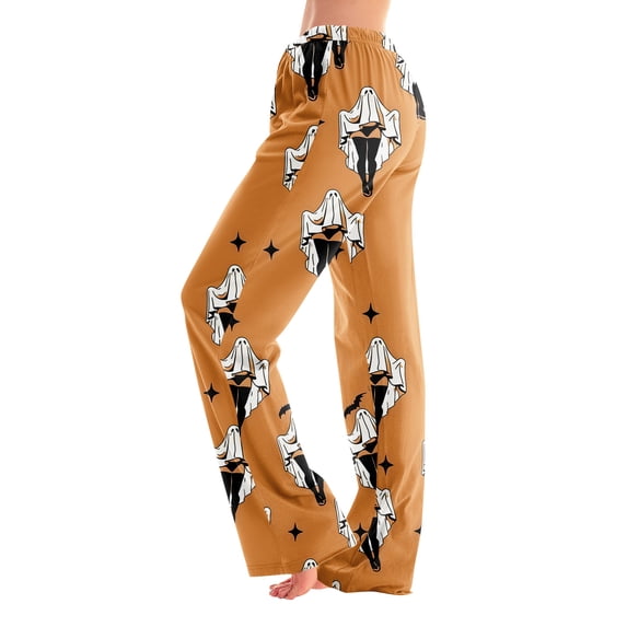Bexdxz Halloween Pajama Pants Women Cute Funny Pumpkin Print Pajamas Casual Elastic Waist Pants Fall Pajamas Earthy Yellow#1 L