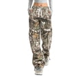 thumbnail image 1 of Bexdxz High Waisted Camo Pants for Women, Elastic Drawstring Baggy Straight Wide Leg Trousers with Large Side Pockets, Y2K Streetwear Casual Pants for Daily Outdoor Outfits Gray M, 1 of 4