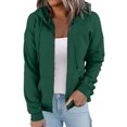 thumbnail image 1 of Bexdxz Women Casual Full Zip Up Cardigan Basic Jacket Lightweight Long Sleeve Sweatshirt Solid Color Jacket With Pockets Dark Green S, 1 of 4