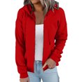 thumbnail image 1 of Bexdxz Women Casual Full Zip Up Cardigan Basic Jacket Lightweight Long Sleeve Sweatshirt Solid Color Jacket With Pockets Red M, 1 of 4