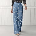 thumbnail image 1 of Bexdxz Women's Casual Wide Leg Jeans with Large Polka Dot Print Blue L, 1 of 6