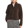 thumbnail image 1 of Bexdxz Women's Full Zip Sherpa Fleece Jacket, Stand Collar Fuzzy Plush Zip Up Outerwear with Zipper Pockets, Warm Casual Long Sleeve Coat for Fall Winter Outdoor Activities Brown L, 1 of 5