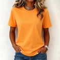 thumbnail image 1 of Bexdxz Womens Short Sleeve T Shirts Casual Summer Crew Neck T Shirts Plain Plus Size Basic Tees for Workout Daily Wear Orange XL, 1 of 1