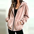 thumbnail image 1 of Bexdxz Zip Up Hoodie Women Velvet Elegant Oversized Long Sleeve Hooded Sweatshirt | Womens Hoodies Pullover 2026 Velvet Oversized Loose Fit Full Zip Hooded Pink L, 1 of 6