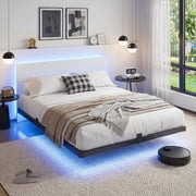 Bexfil Full Size LED Floating Bed Frame with Remote Control and Charging Station, No Box Spring Needed, Easy to Assemble