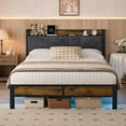 thumbnail image 1 of Bexfil Full Size Platform Bed Frame with Storage Headboard, LED Bed Frame with Charging Station, Heavy Duty Metal, Noise-Free, No Box Spring Needed, Easy Assembly, 1 of 6