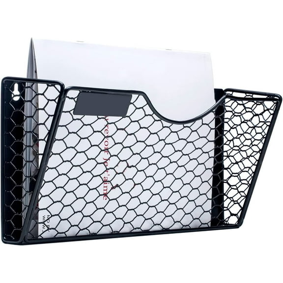 Bexikou 1 Tier Mesh Hanging File Folders Holder,Magnetic File Holder for File Cabinets -Strong Magnetic Paper Mail Holder Drill Free Wall Organizer for File Cabinets, Refrigerator, Whiteboard