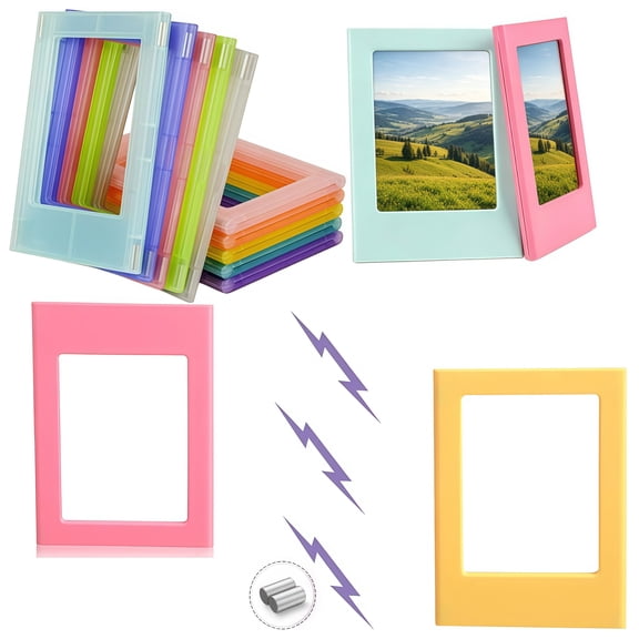 Bexikou 10 Pack Mini Magnetic Picture Frame, Magnetic Small 2x3 Picture Frames,Refrigerator Magnet Photo Frame Small Picture Holder for Fridge Table Locker Whiteboard,Random Color