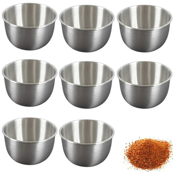 Bexikou 10 Pack Stainless Steel Sauce Dishes,Individual Sauce Cups,Mini Saucers Bowl Round Sauce Dishes Sushi Dipping Bowl,Mini Reusable Seasoning Cups for Home Party Restaurants Sliver