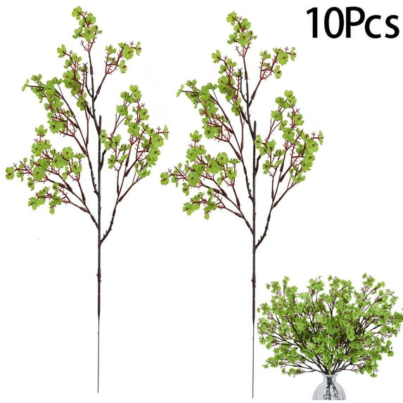 Bexikou 10 Pcs Babys Breath Green Flowers,Green Faux Gypsophila Bouquet,Fake Silk Flowers for Home Decor Spring Floral Arrangement Table Centerpieces