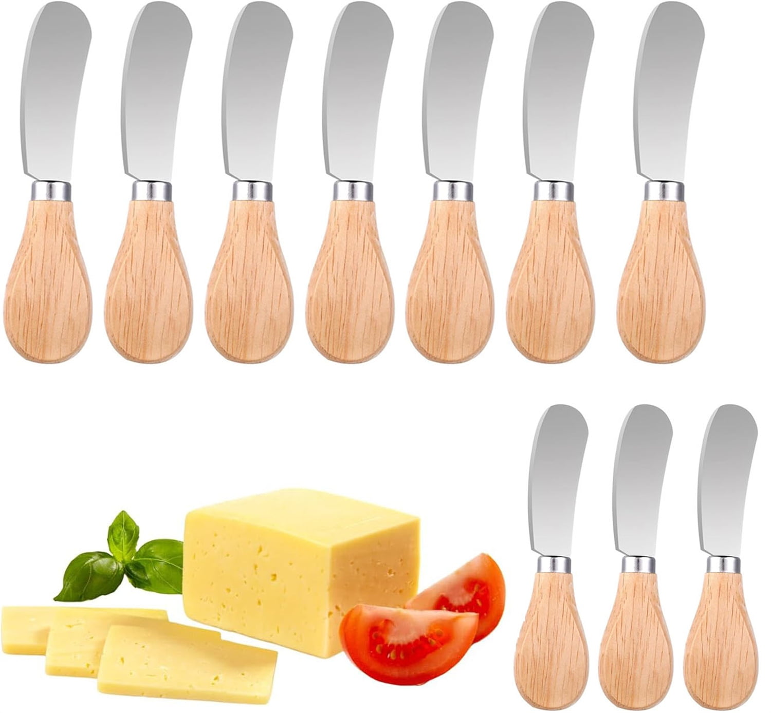 Bexikou 10 Pcs Butter Knives, Cheese Spreader,Wood Handle Butter ...