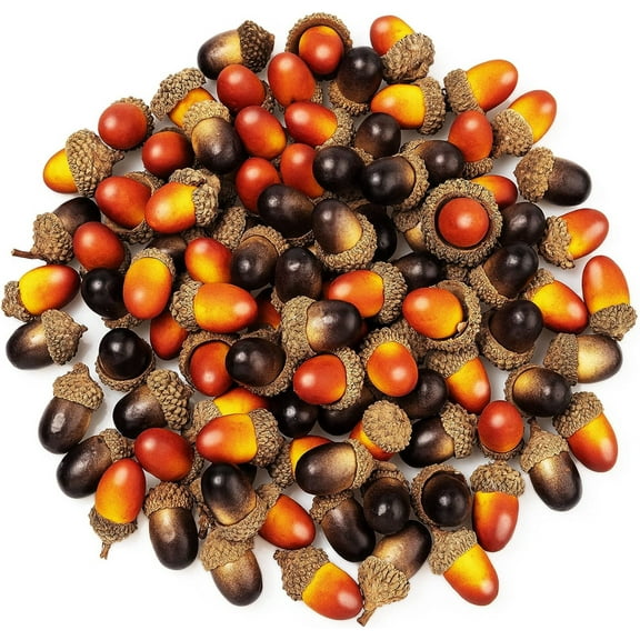 Bexikou 100PCS 3cm Artificial Mini Acorns, Fake Fruit Props Lifelike Oak Nut Plants Model Craft for Home Kitchen Table Decor, Thanksgiving Halloween Christmas Festival Decorative Ornaments