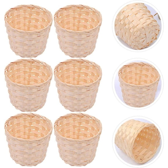 Bexikou 10Pcs Mini Woven Basket,Small Baskets Miniature Flower Basket Rattan Storage Baskets Container for Party Favors Crafts Decor