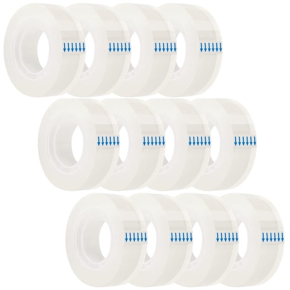 Bexikou 12 Roll Transparent Tape Refills, Clear Tape, 1 inch Core Invisible Desk Tape Refill Rolls, Clear Tape Refill Rolls for Gift Wrapping, Home, School Office Supplies