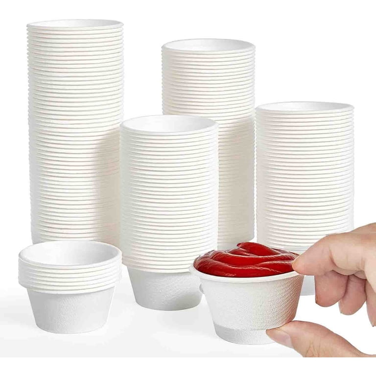 Bexikou 120 Pack 2 OZ Disposable Souffle Cups,Paper Portion Cups, Food  Sample Cups,Disposable Testing Cup Bowls for Dips, Jams, Honey, Sauces, Nuts