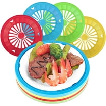 Bexikou 12Pcs BBQ Paper Plate Holder,Round Plastic Paper Plate Holder Set Reusable Plastic Holders Party Picnic Supplies for Compaing Outdoor(Mixed Color)