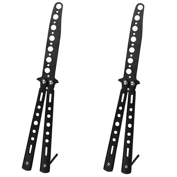 Bexikou 2 Pcs Black Metal Practice Butterfly Comb,Practice Butterfly Trainer Tool,Metal Steel Folding Comb