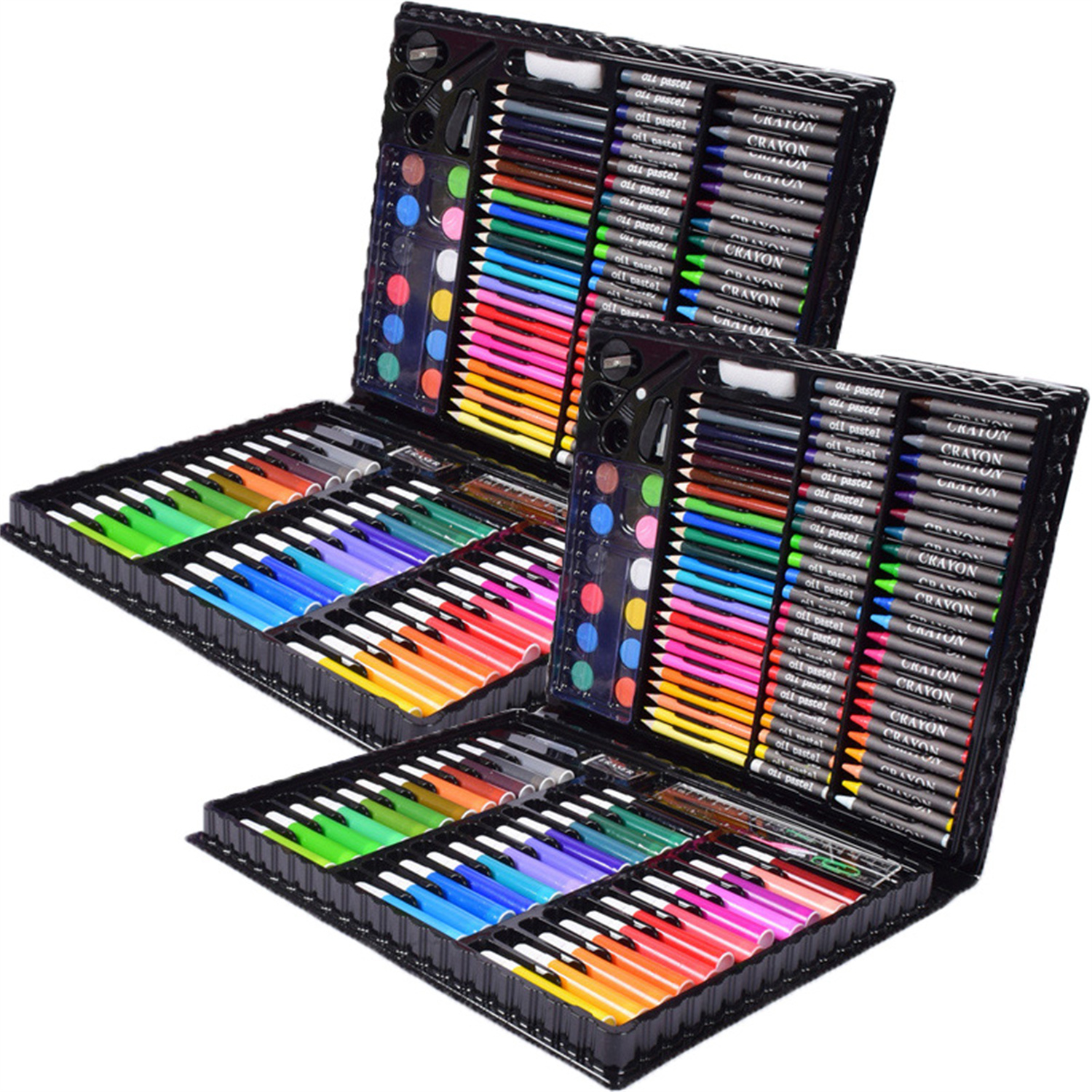 Bexikou 2 Set 150 Pcs Art Set for Painting Coloring Drawing, Deluxe Portable Art Creativity Set,Art Supplies for Girls Boys,Artist Painting, Sketching and Drawing Set(Black)