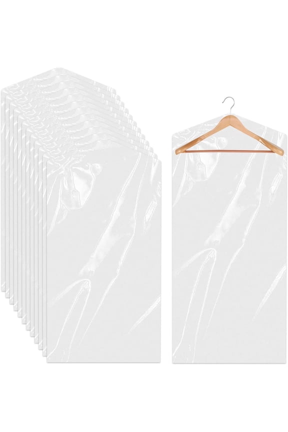 20 Pack Clear Garment Bags,Bexikou Plastic Clothes Covers for Dry Cleaner,Hanging Clothes Bags Dry Cleaning Bags Dust-Proof Garment Protector Covers for Shirt Jacket Suit Sweater