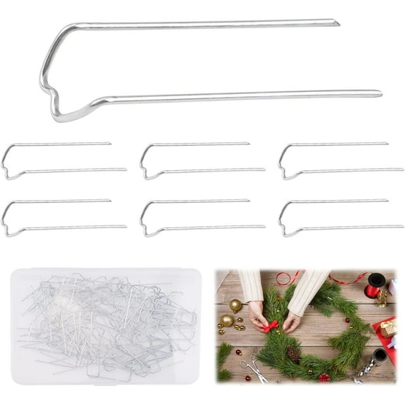 Bexikou 200Pcs Floral Pins,1.7 Inch Plant Pins,U Shape Greening Pins, Floral Pins for Foam,Plant Pins for Climbing Plants, Straw Wreaths, Flower, Plant, Holiday Arrangements, Craft Projects